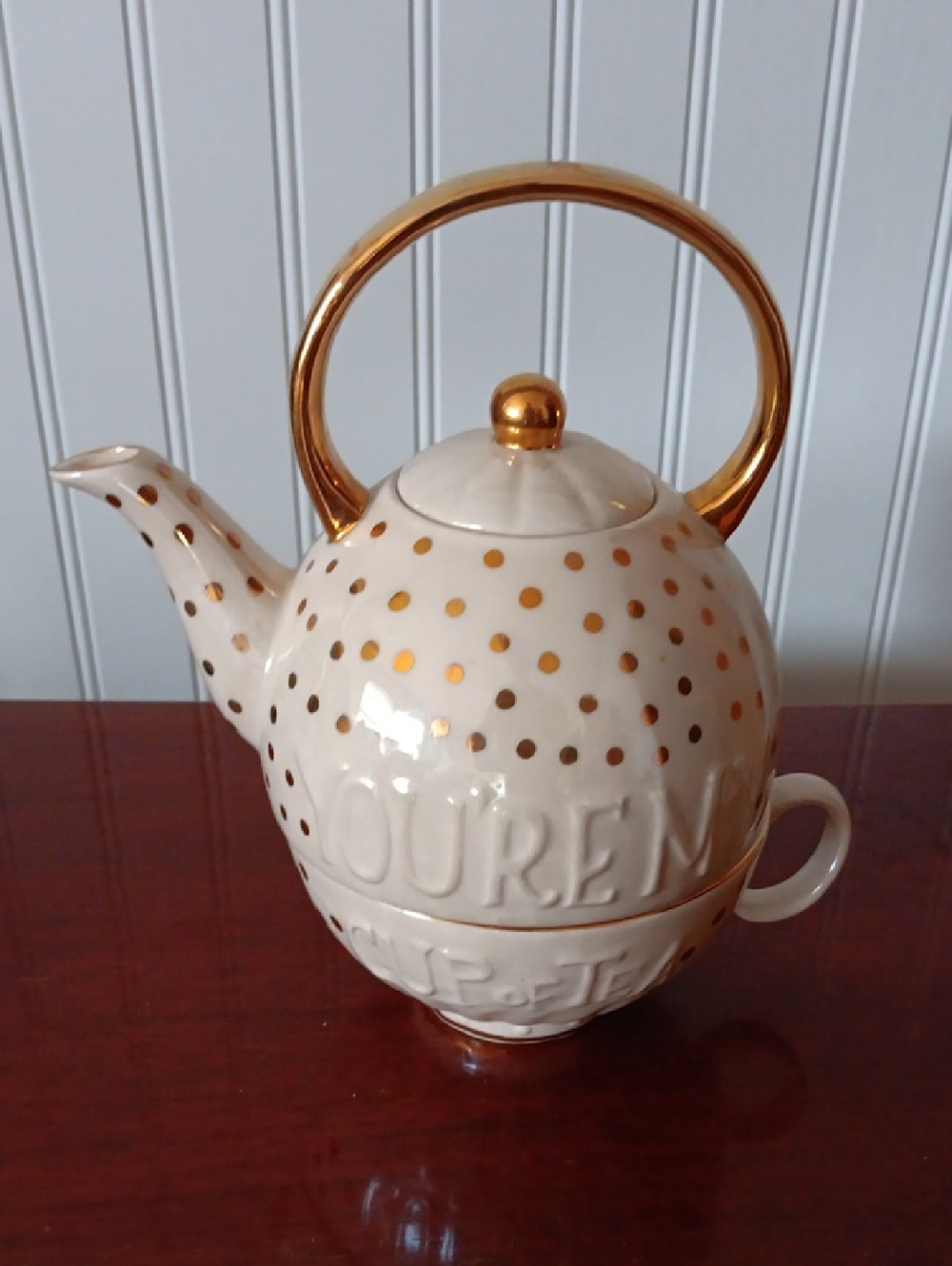 Anthropology "You're My Cup Of Tea" teapot and large tea cup